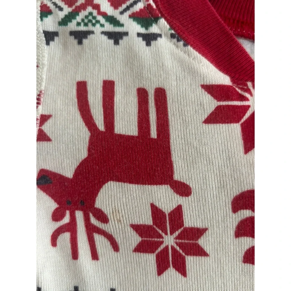 Hanna Andersson Kids 18-24M Organic Cotton Reindeer Fair Isle Pajama Sleeper Red